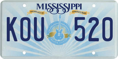 MS license plate KOU520