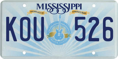 MS license plate KOU526