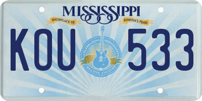 MS license plate KOU533