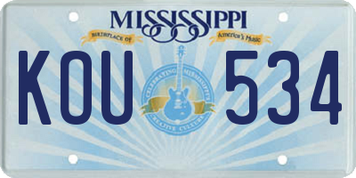 MS license plate KOU534