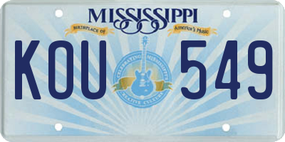 MS license plate KOU549