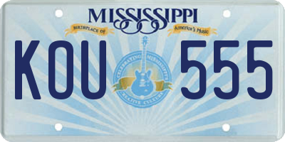 MS license plate KOU555