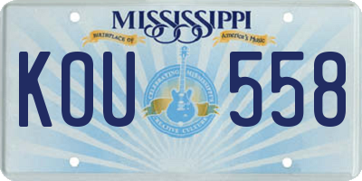 MS license plate KOU558
