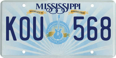 MS license plate KOU568