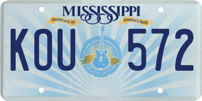 MS license plate KOU572
