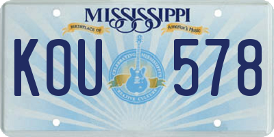 MS license plate KOU578