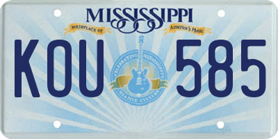 MS license plate KOU585