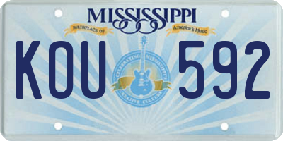 MS license plate KOU592