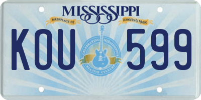 MS license plate KOU599