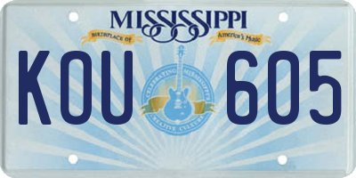 MS license plate KOU605
