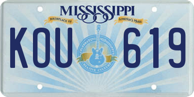 MS license plate KOU619