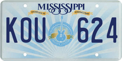 MS license plate KOU624