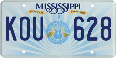 MS license plate KOU628