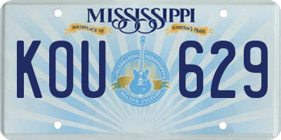MS license plate KOU629