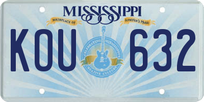 MS license plate KOU632