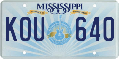 MS license plate KOU640