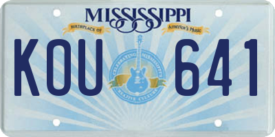 MS license plate KOU641