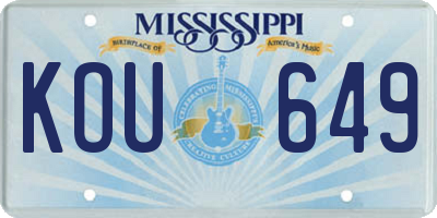 MS license plate KOU649