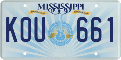 MS license plate KOU661