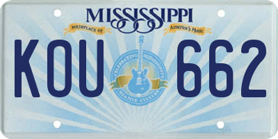 MS license plate KOU662