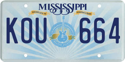 MS license plate KOU664