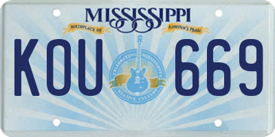 MS license plate KOU669