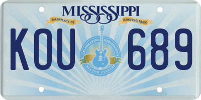MS license plate KOU689