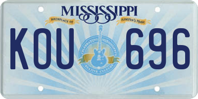 MS license plate KOU696