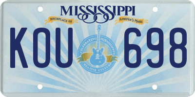 MS license plate KOU698
