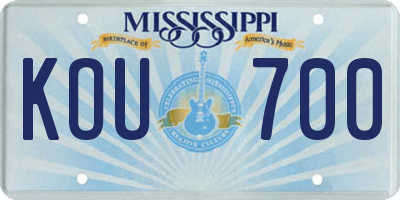 MS license plate KOU700