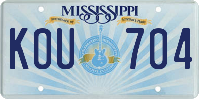 MS license plate KOU704