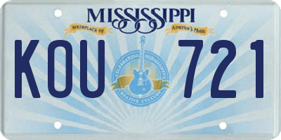 MS license plate KOU721
