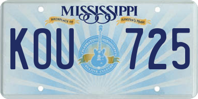 MS license plate KOU725