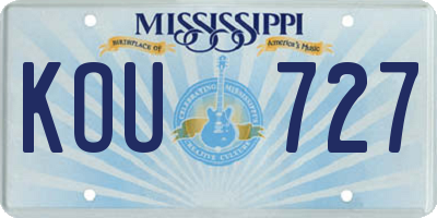 MS license plate KOU727