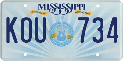 MS license plate KOU734