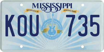 MS license plate KOU735