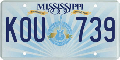 MS license plate KOU739