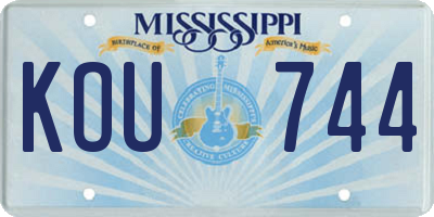 MS license plate KOU744