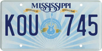 MS license plate KOU745