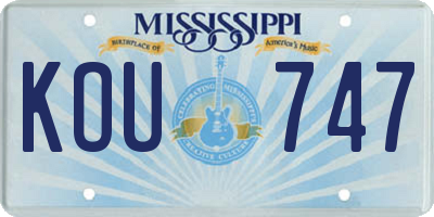 MS license plate KOU747