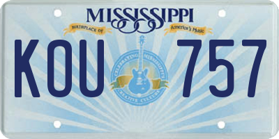 MS license plate KOU757