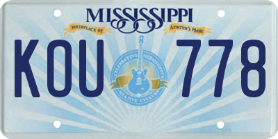 MS license plate KOU778