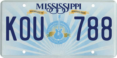 MS license plate KOU788