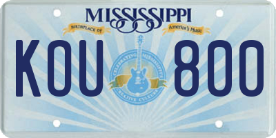 MS license plate KOU800