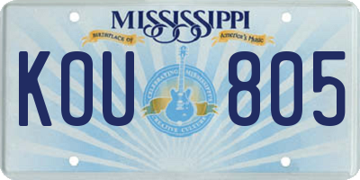 MS license plate KOU805