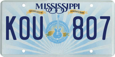 MS license plate KOU807