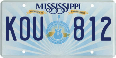 MS license plate KOU812
