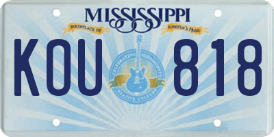 MS license plate KOU818