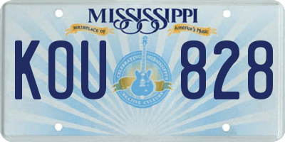MS license plate KOU828