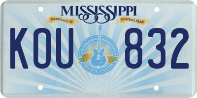 MS license plate KOU832
